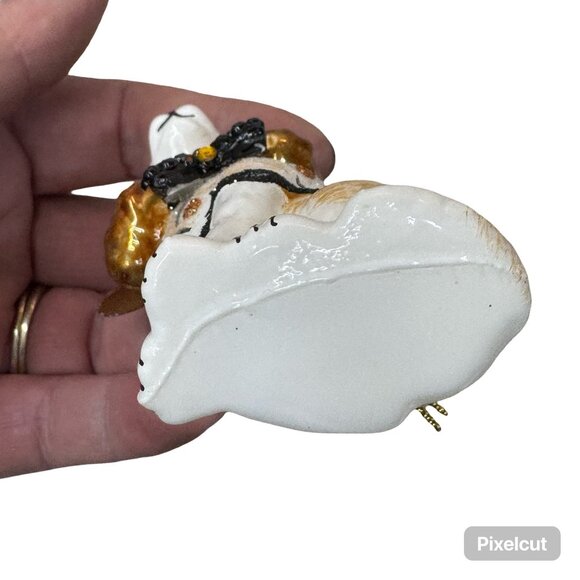 Cody Foster Co Cavalier King Charles Spaniel Glass Ornament Rhinestone Bow Tie - Picture 4 of 5